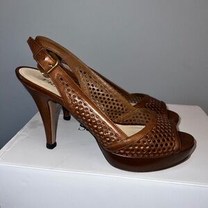 Prada sling back leather sandal heels